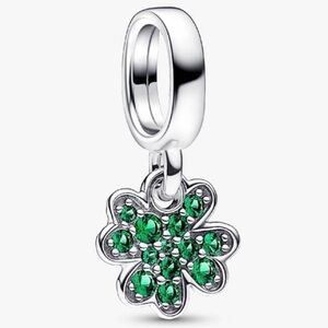 Pandora Four Leaf Clover Dangle Charm. Sterling Silver